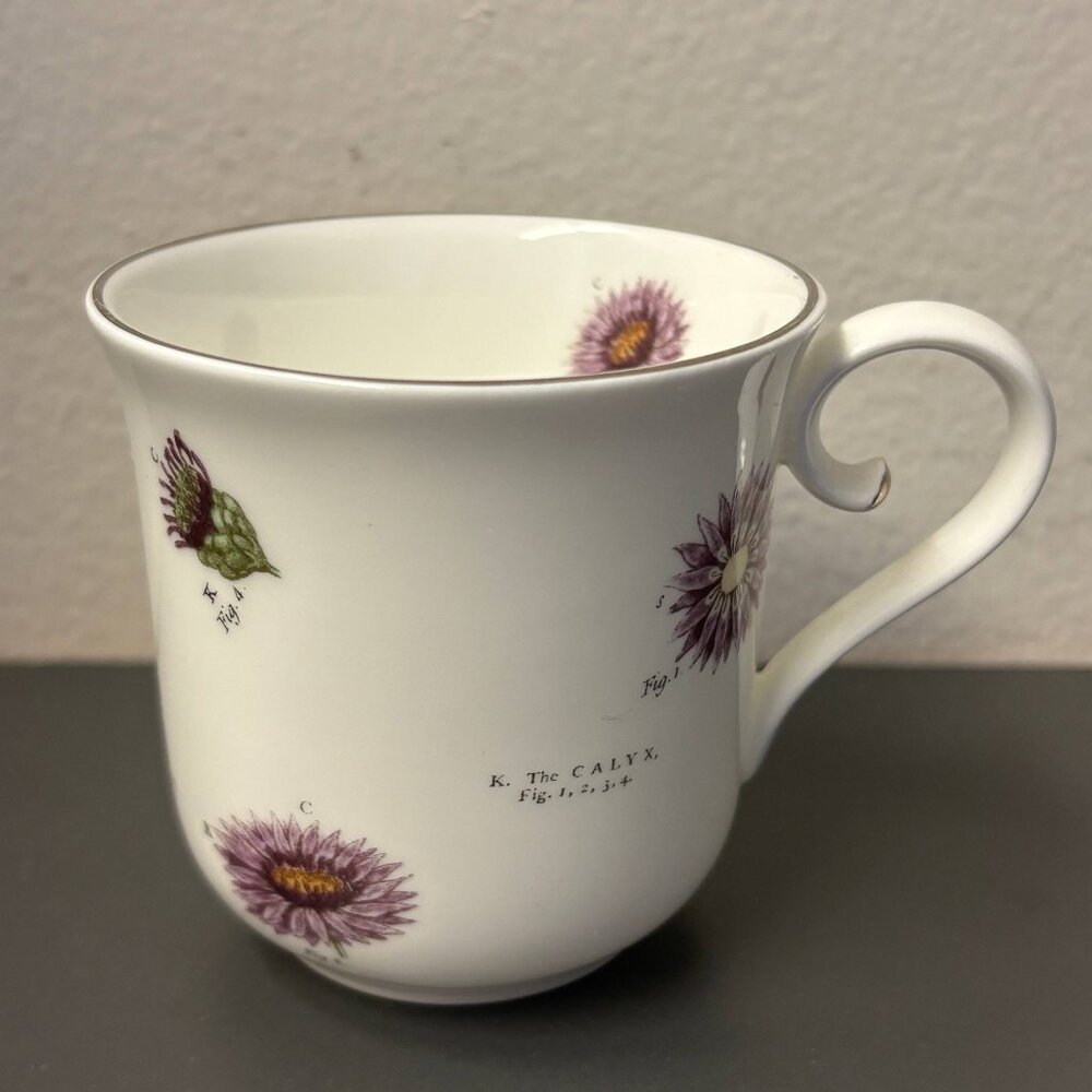 Asprey London Botanical Coffee Cup Xeranthemum, Fine English Bone China